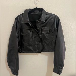 Cropped Faux Leather Jacket
